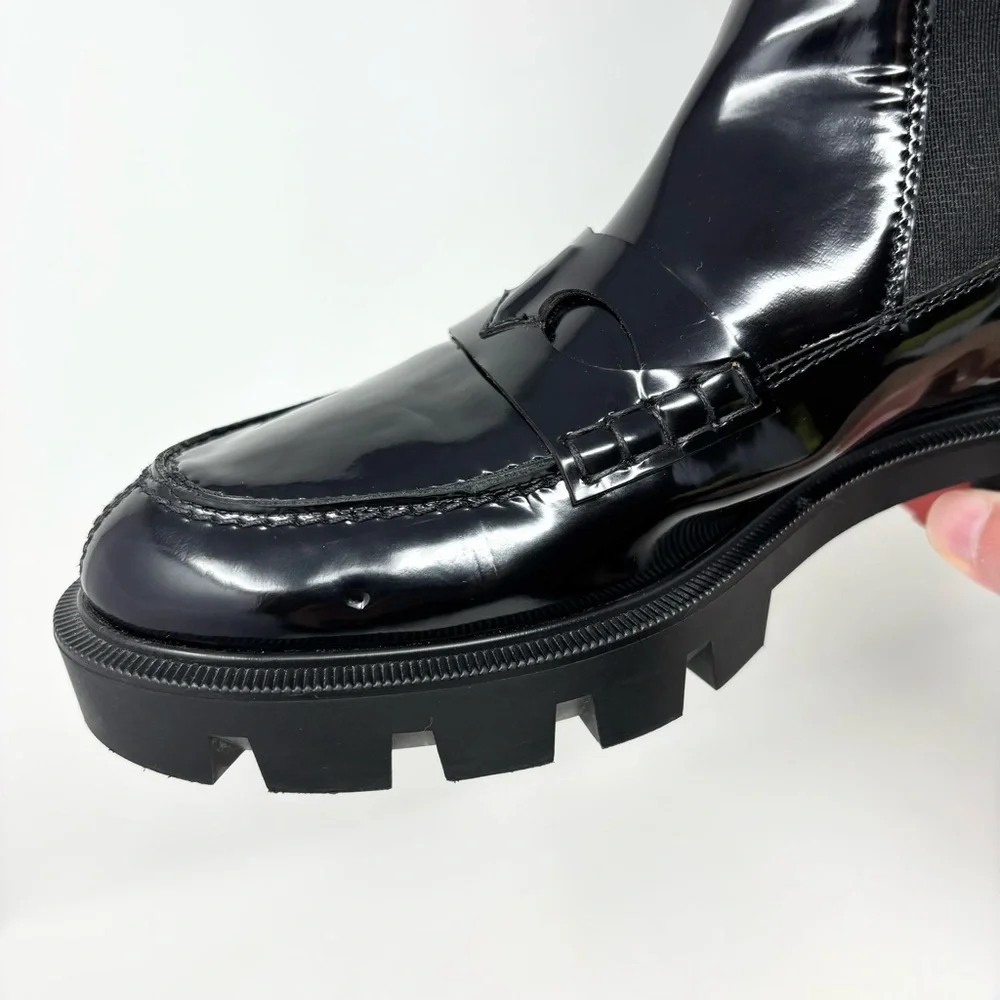 Christian Louboutin Montezu Chelsea Boots Black Brushed Leather Size 37 (US 7)